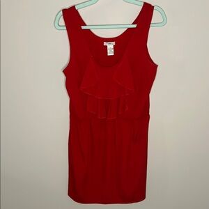 Red Ruffled Sleeveless Dress